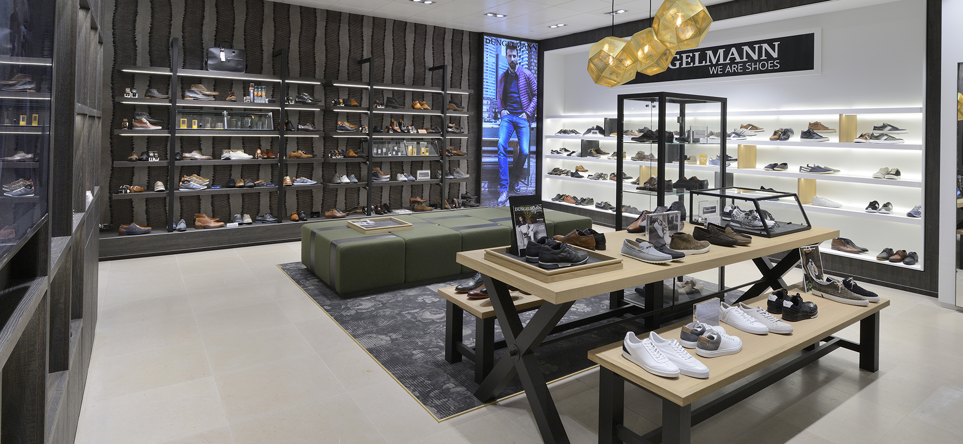 Minister Fruitig camouflage Shop-in-shop interior shoe shop Dungelmann by WSB